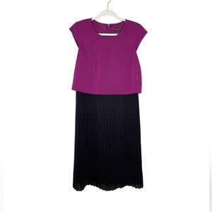 Midi purple crop like top and Black Pleated bottom dress